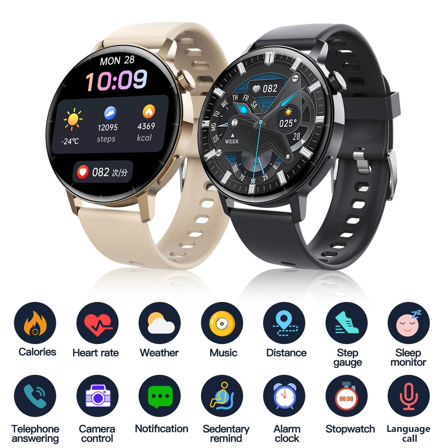 Smart Watch SOS Heart Rate Blood Oxygen ECG Monitoring